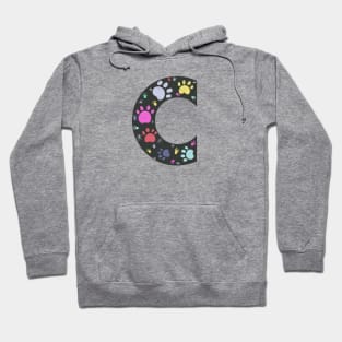 C letter  with colorful paw print Hoodie